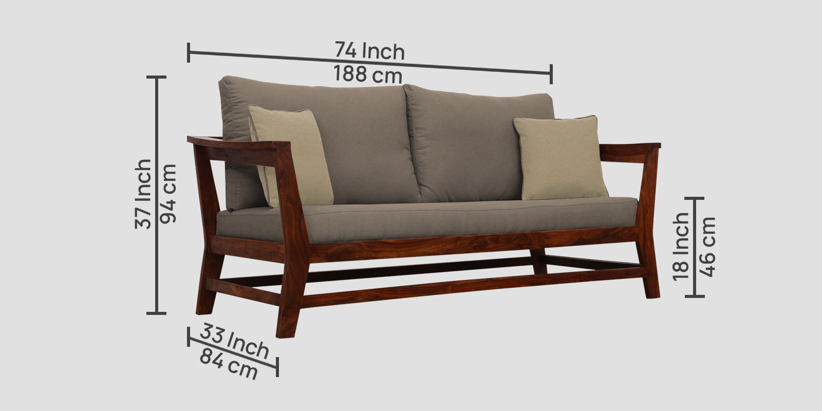 Fuju Fabric 3 Seater Sofa in Crypto Hazel Beige Colour - Febonic Living