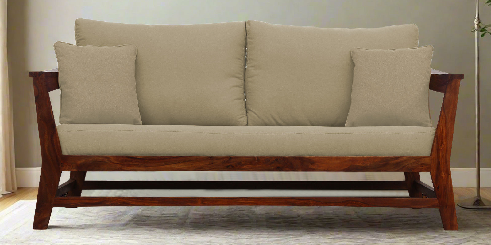 Fuju Fabric 3 Seater Sofa in Crypto Honey Beige Colour - Febonic Living