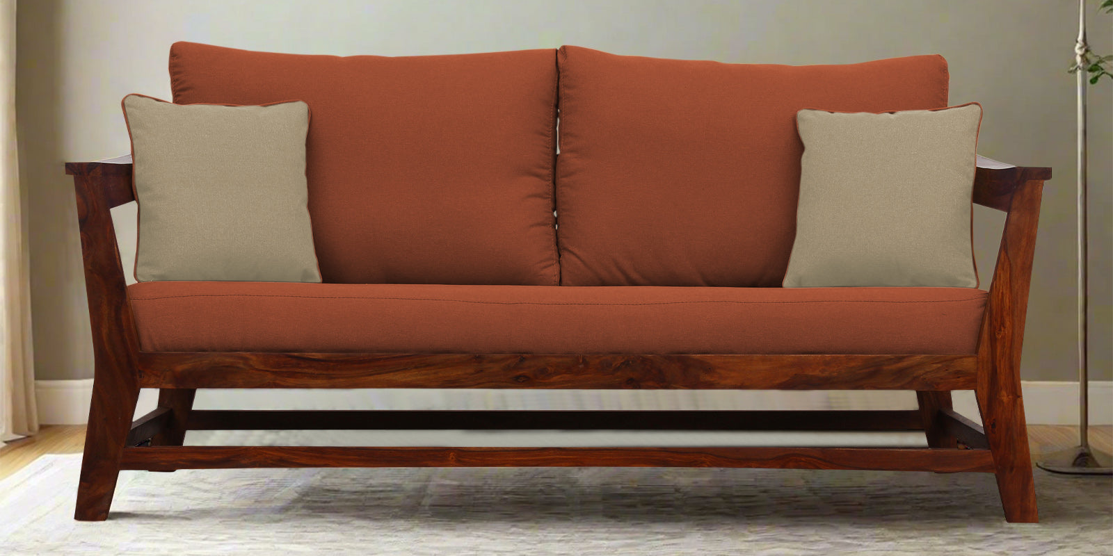 Fuju Fabric 3 Seater Sofa in Crypto Royal Orange Colour - Febonic Living