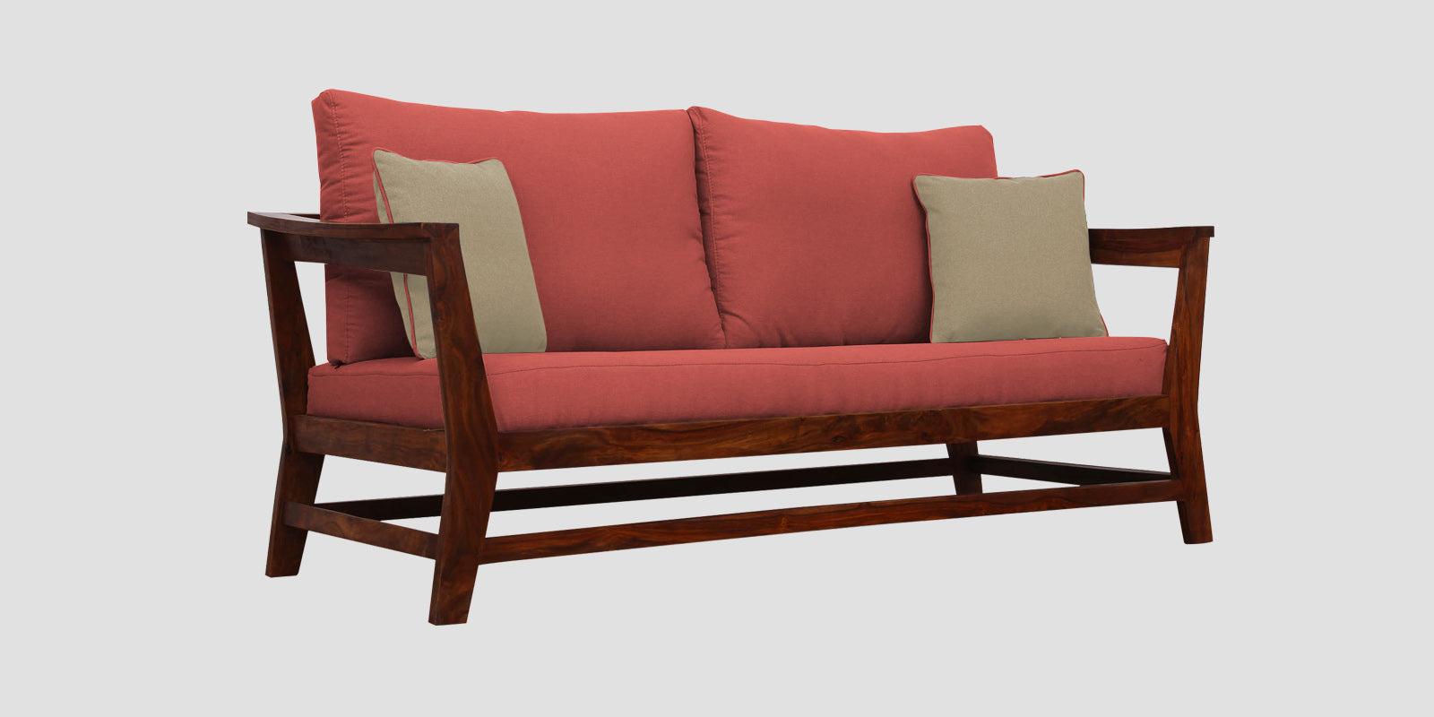 Fuju Fabric 3 Seater Sofa in Crypto Salmon Pink Colour - Febonic Living