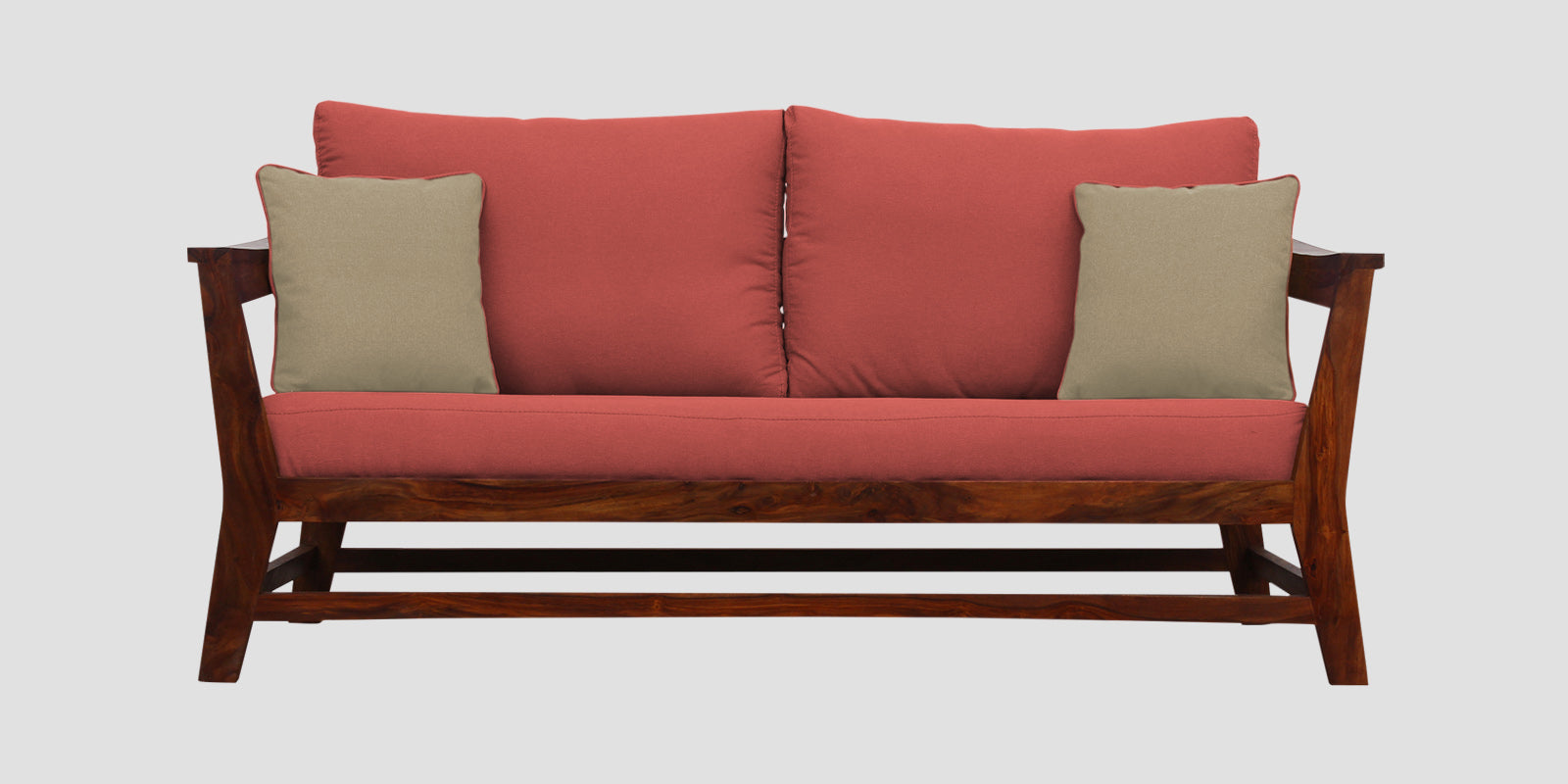 Fuju Fabric 3 Seater Sofa in Crypto Salmon Pink Colour - Febonic Living