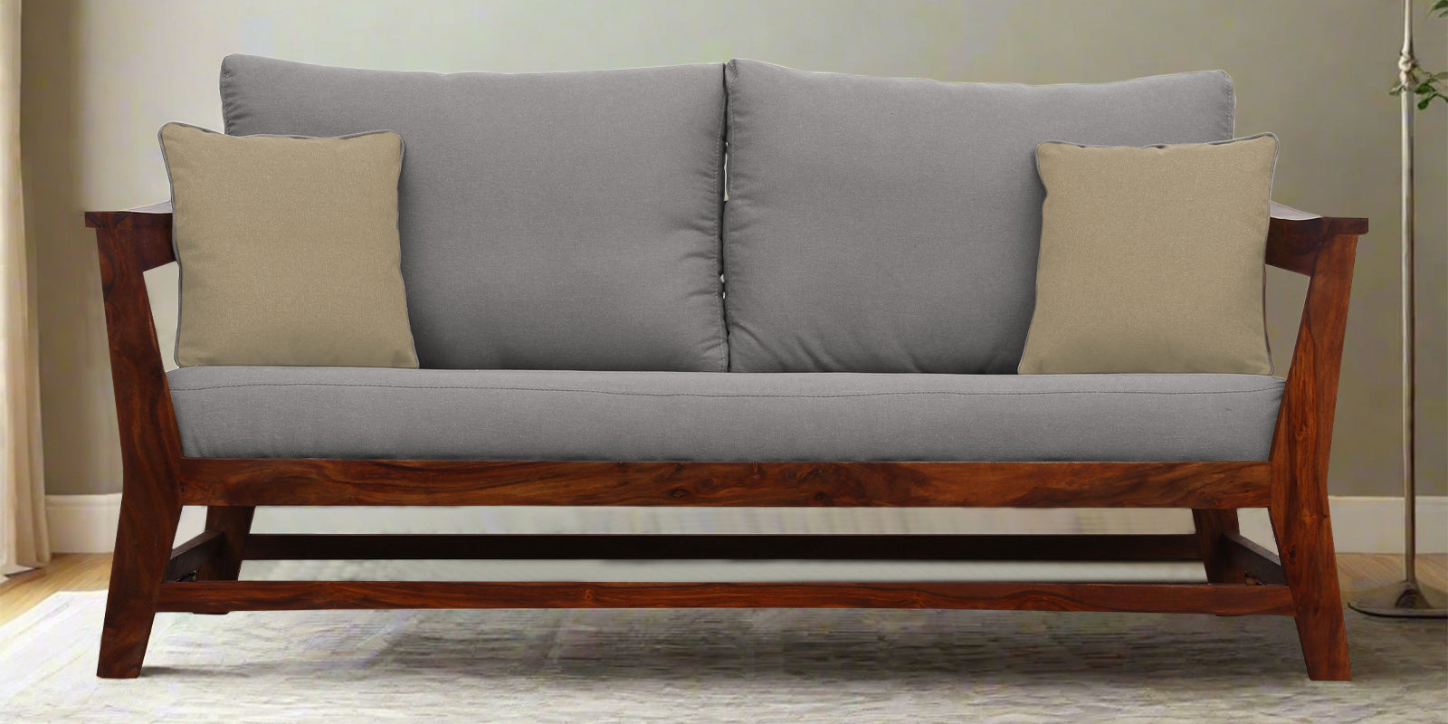 Fuju Fabric 3 Seater Sofa in Crypto Silver Grey Colour - Febonic Living