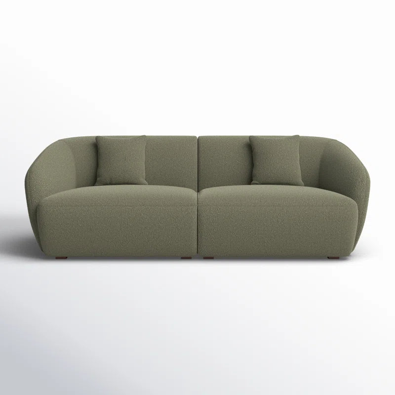 Galen Boucle Fabric 3 Seater Sofa In Bottle Green Colour - Febonic Living