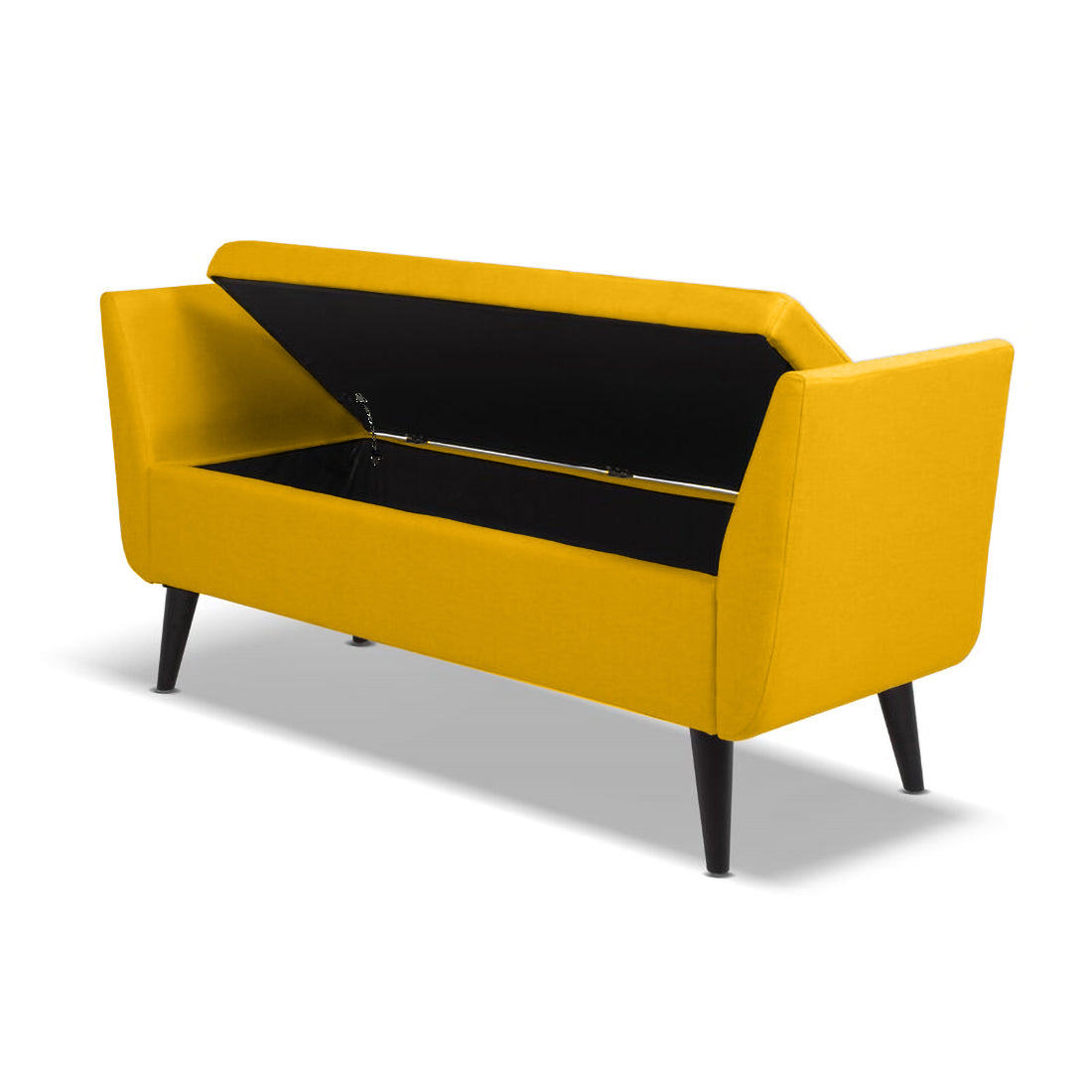 Gabreil Fabric 2 Seater Recamier In Bold Yellow Colour With Storage - Febonic Living