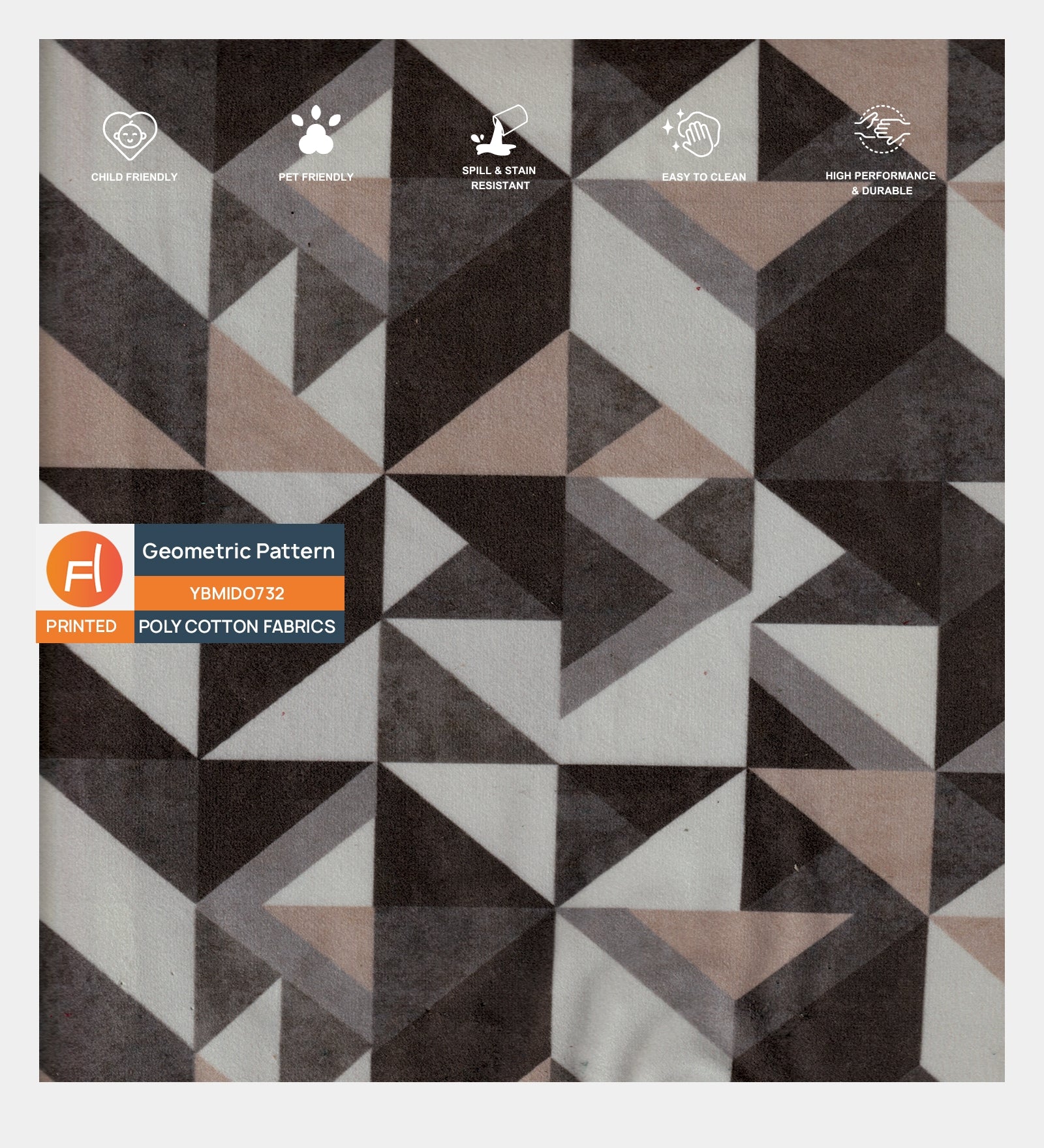 Velvet Digital Printed Fabric Geometric 732 Code - Febonic Living