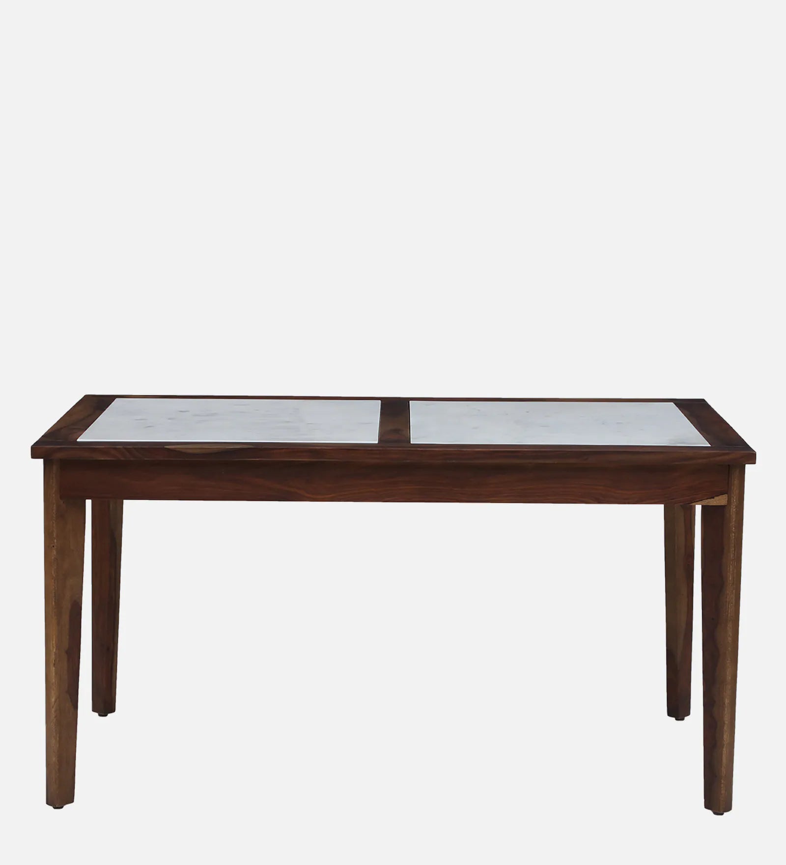 Simra 6 Seater Dining Table In Scratch Resistant Provincial Teak Finish With Marble Top - Febonic Living