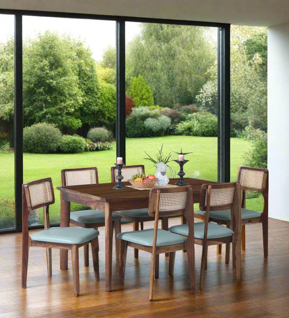 Simra Sheesham Wood 6 Seater Dining Set In Scratch Resistant Provincial Teak Finish - Febonic Living