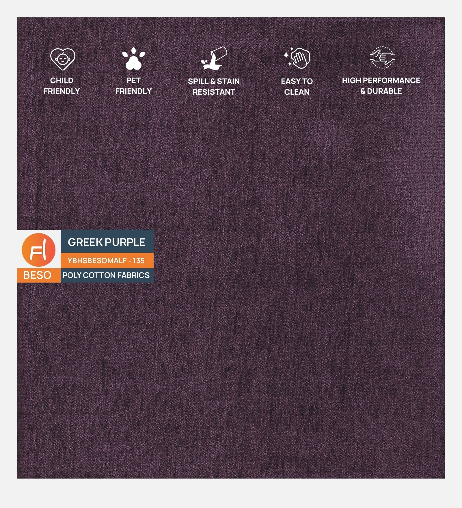 Polycotton Beso Fabric Greek Purple 135 Code - Febonic Living