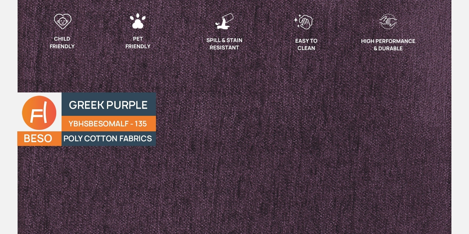 Casper Fabric 3 Seater Sofa in Greek Purple Colour