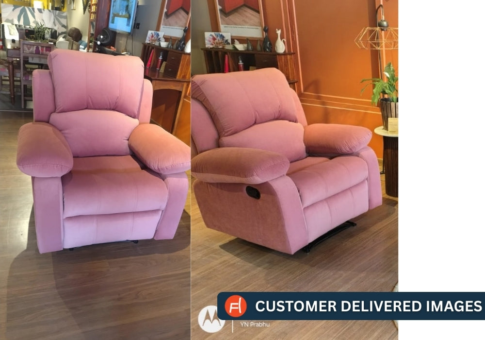 Lexi Fabric 1 Seater Motorized Recliner In Oxford Blue Colour - Febonic Living