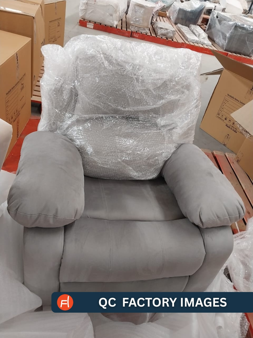 Lexi Fabric 1 Seater Motorized Recliner In Hory Grey Colour - Febonic Living