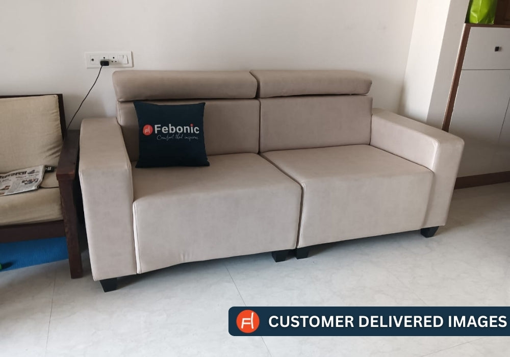 Hiro Fabric 3 Seater Sofa In wheat Beige Colour - Febonic Living
