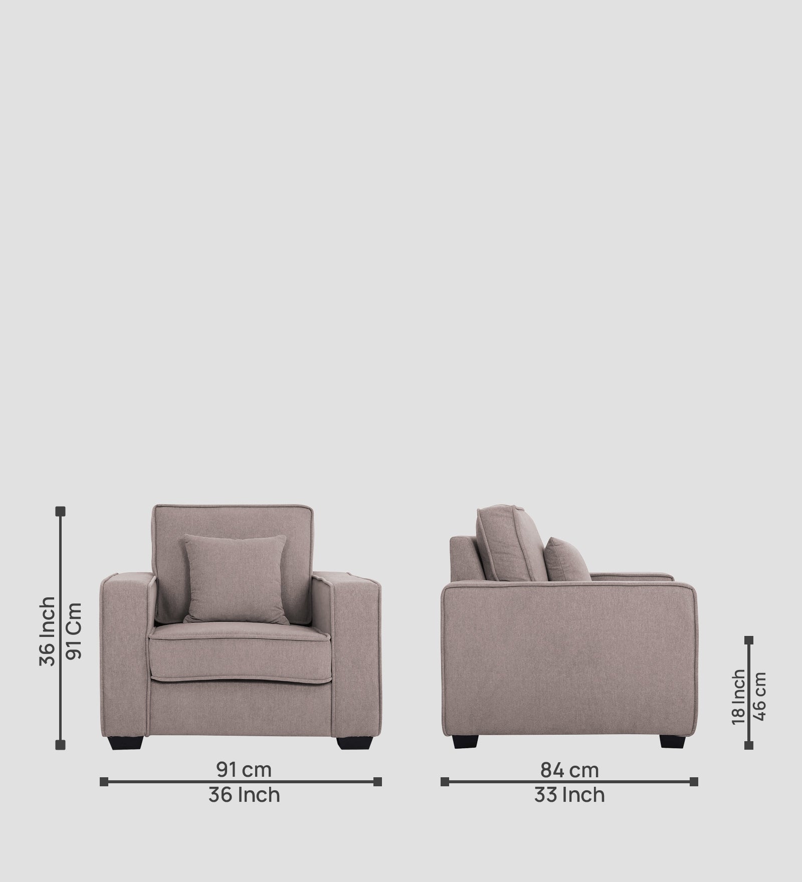Hugo Fabric 1 Seater Sofa in Crypto Almond Beige Colour - Febonic Living