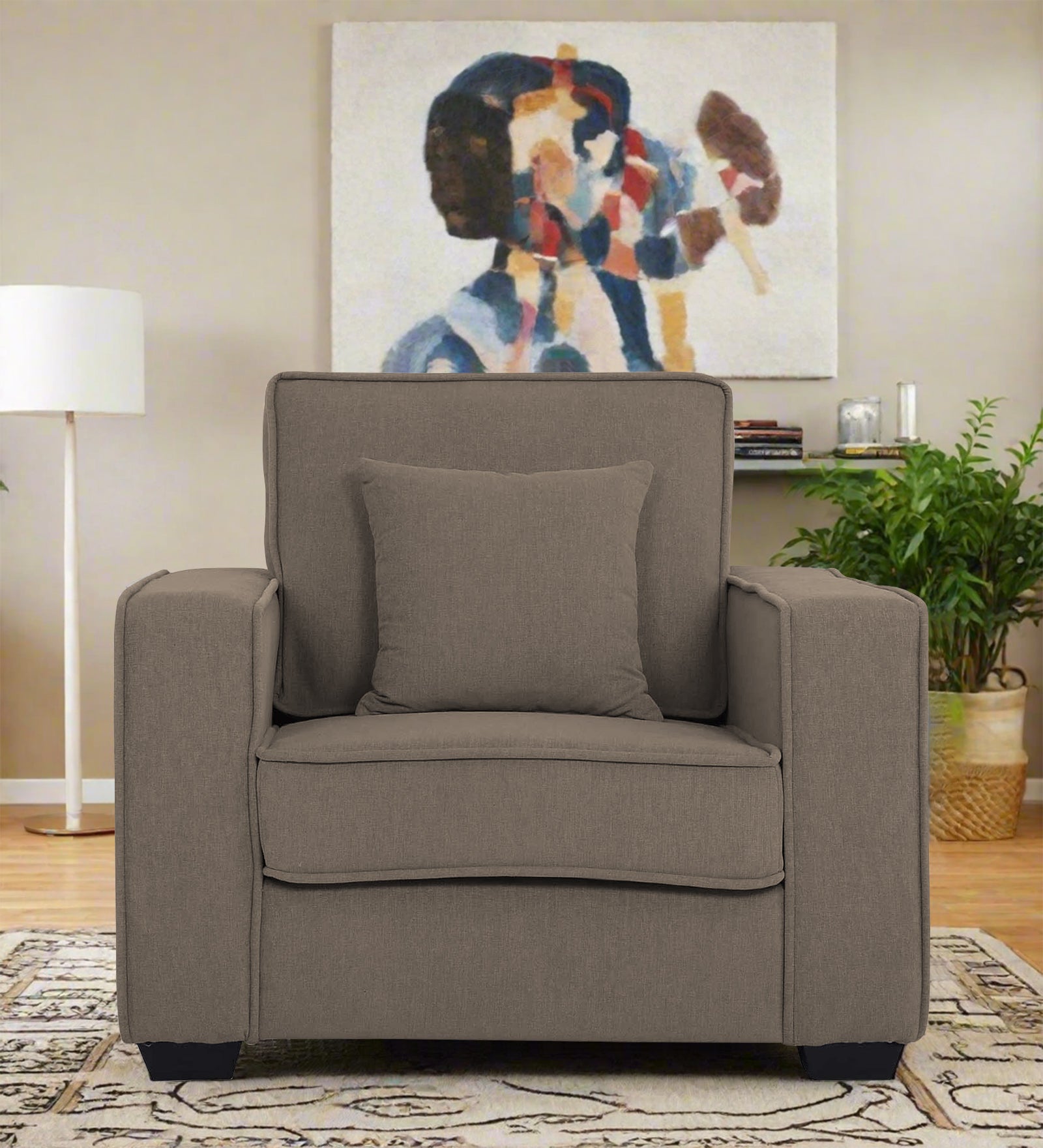 Hugo Fabric 1 Seater Sofa in Crypto Hazel Beige Colour - Febonic Living