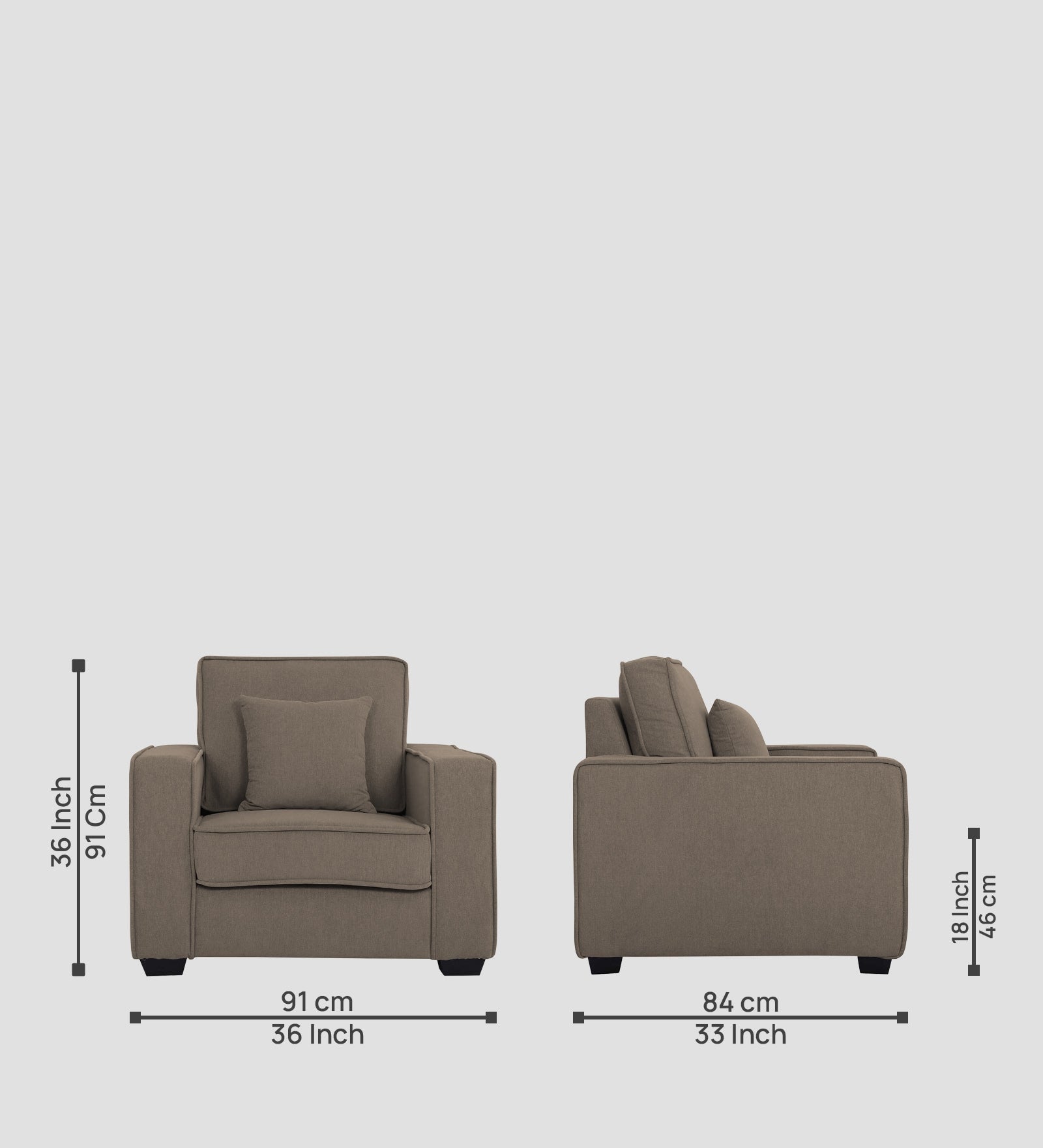 Hugo Fabric 1 Seater Sofa in Crypto Hazel Beige Colour - Febonic Living