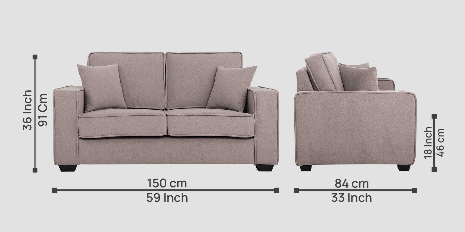 Hugo Fabric 2 Seater Sofa in Crypto Almond Beige Colour - Febonic Living
