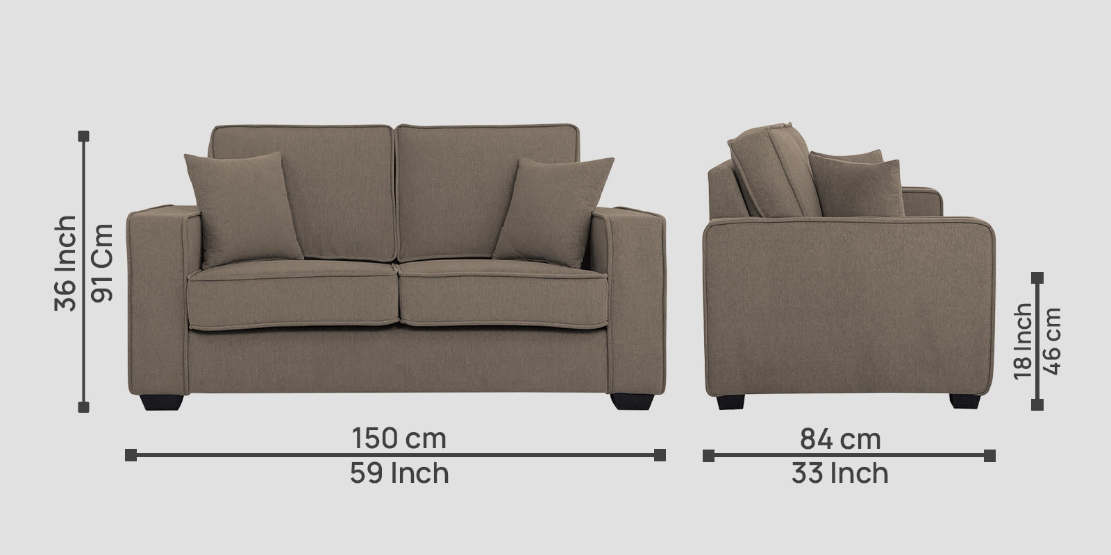 Hugo Fabric 2 Seater Sofa in Crypto Hazel Beige Colour - Febonic Living