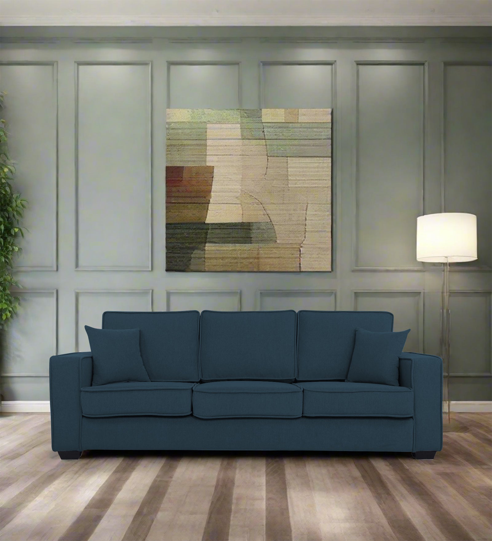 Hugo Fabric 3 Seater Sofa in Crypto Cool Blue Colour - Febonic Living