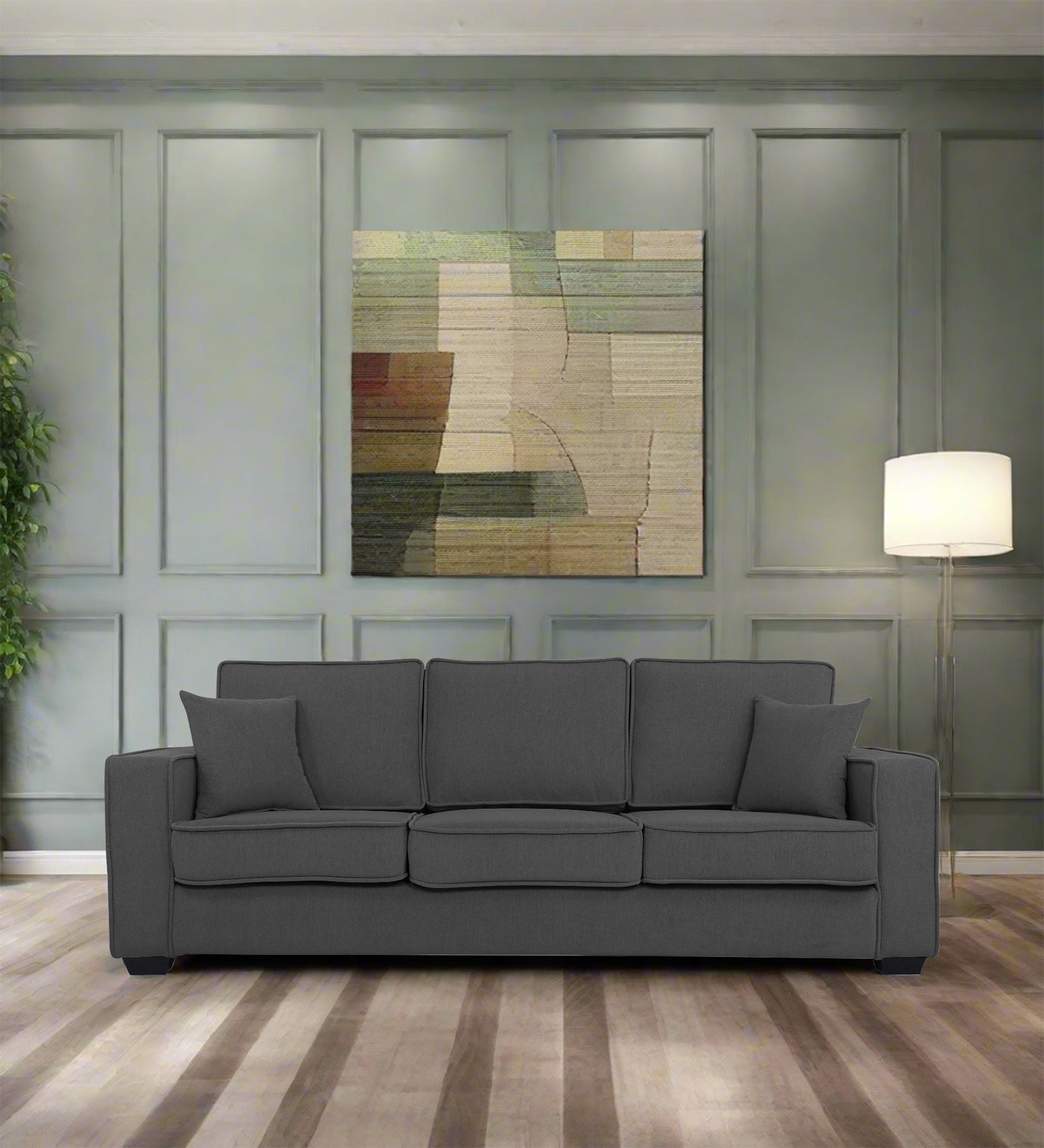 Hugo Fabric 3 Seater Sofa in Crypto Stone Grey Colour - Febonic Living