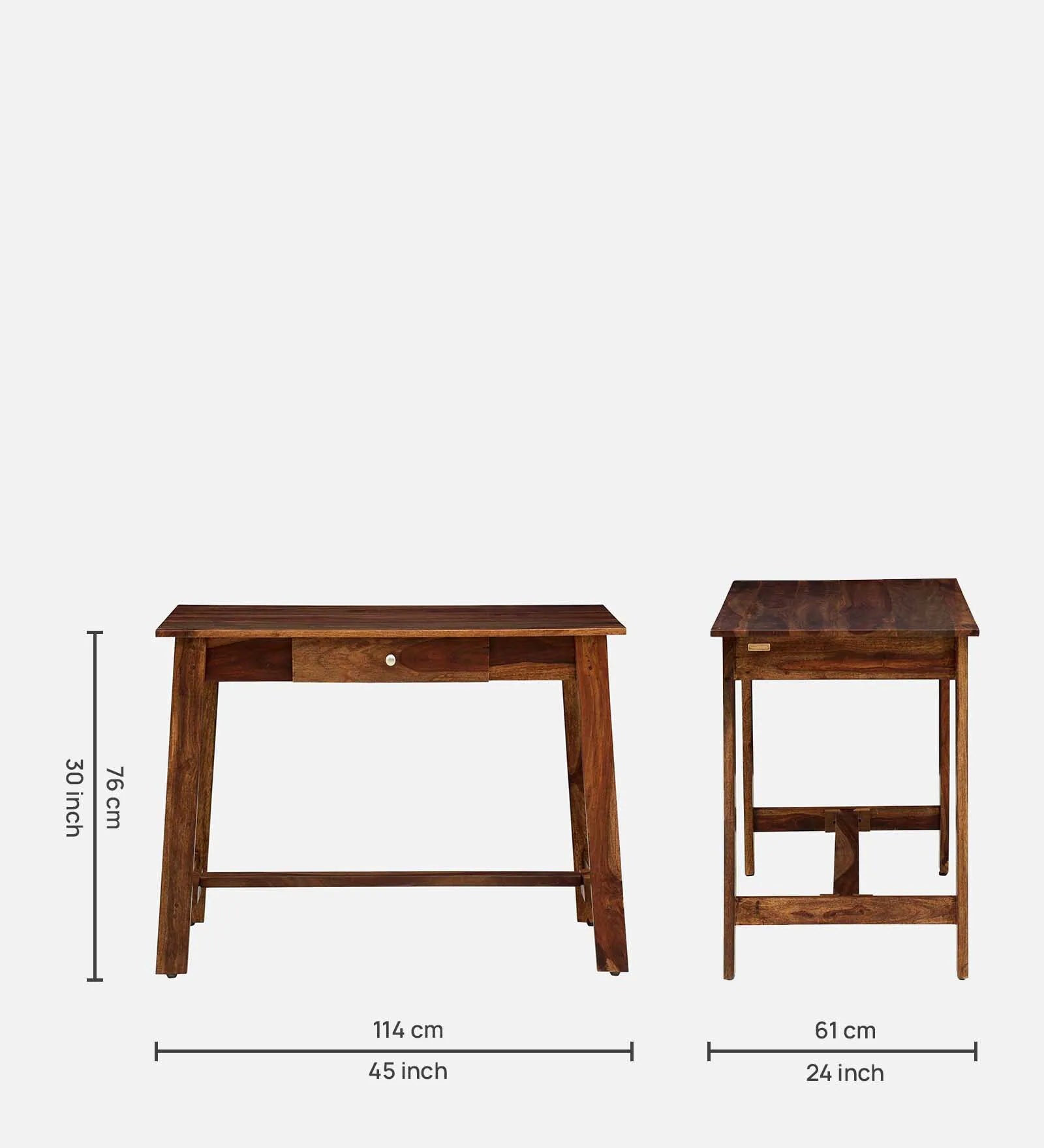 Masha Sheesham Wood Writing Table With Scratch Resistant In Provincial Teak Finish - Febonic Living