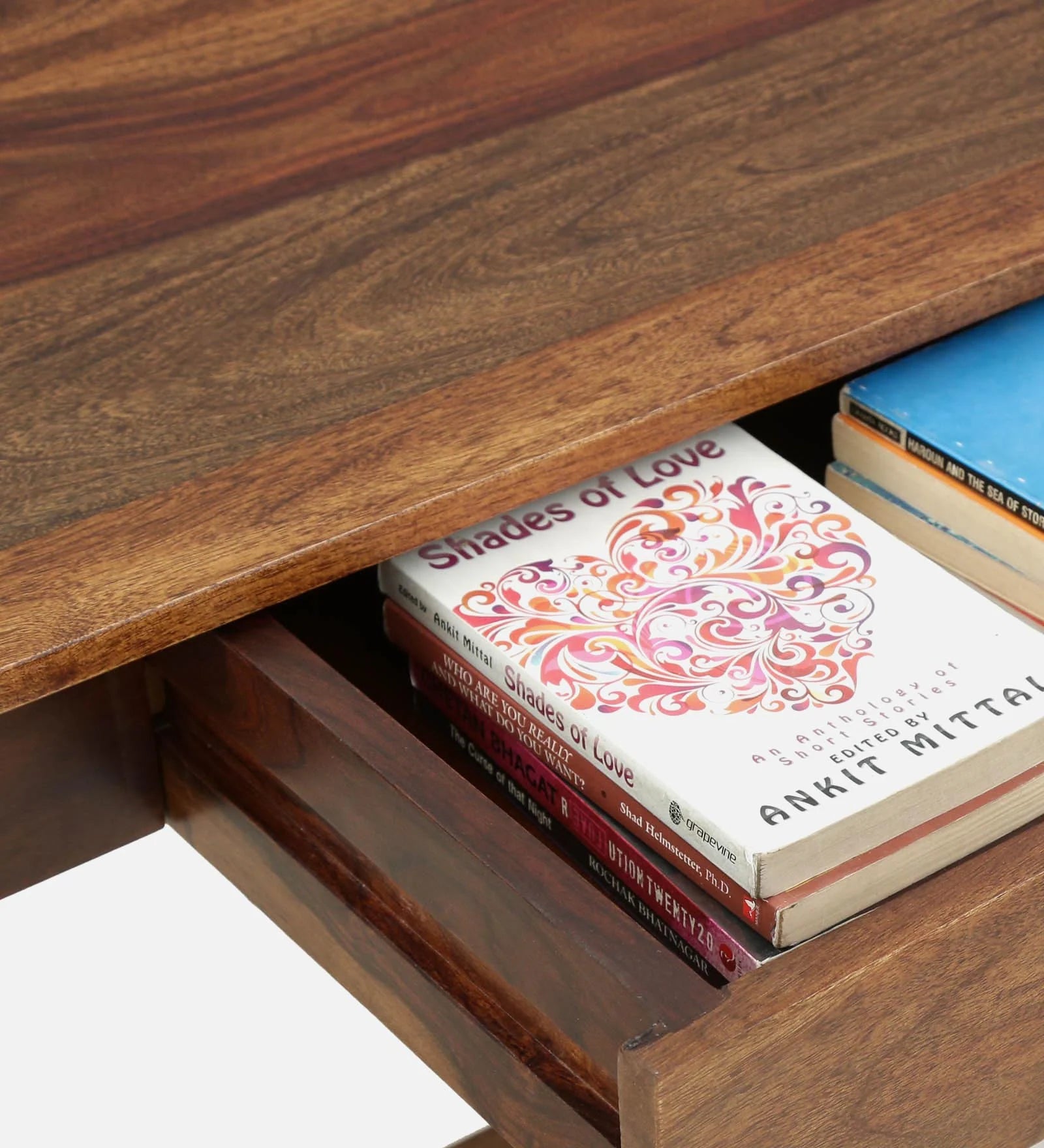 Masha Sheesham Wood Writing Table With Scratch Resistant In Provincial Teak Finish - Febonic Living