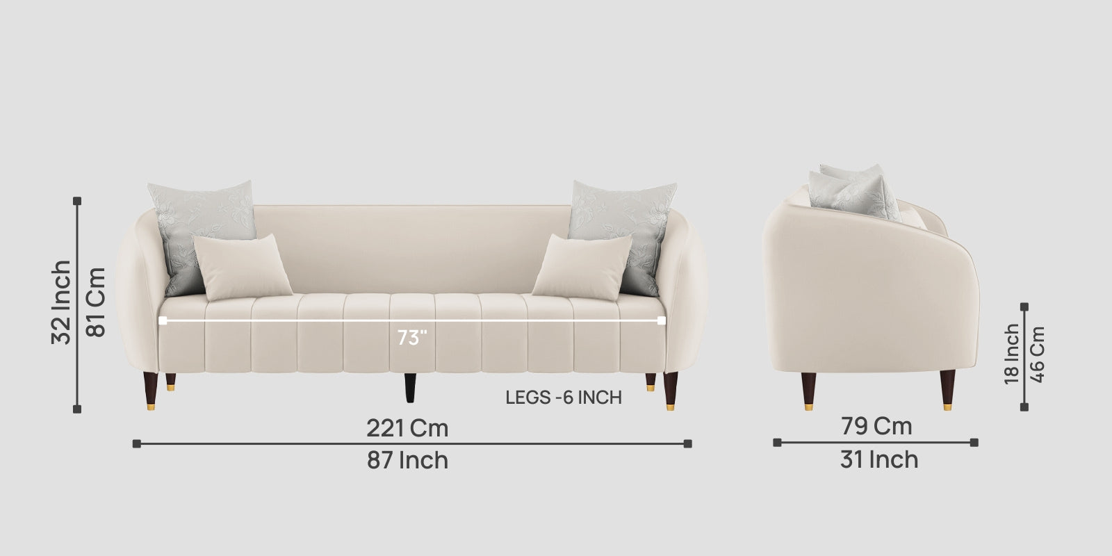 Hairo Velvet 3 Seater Sofa In Camel Beige Colour