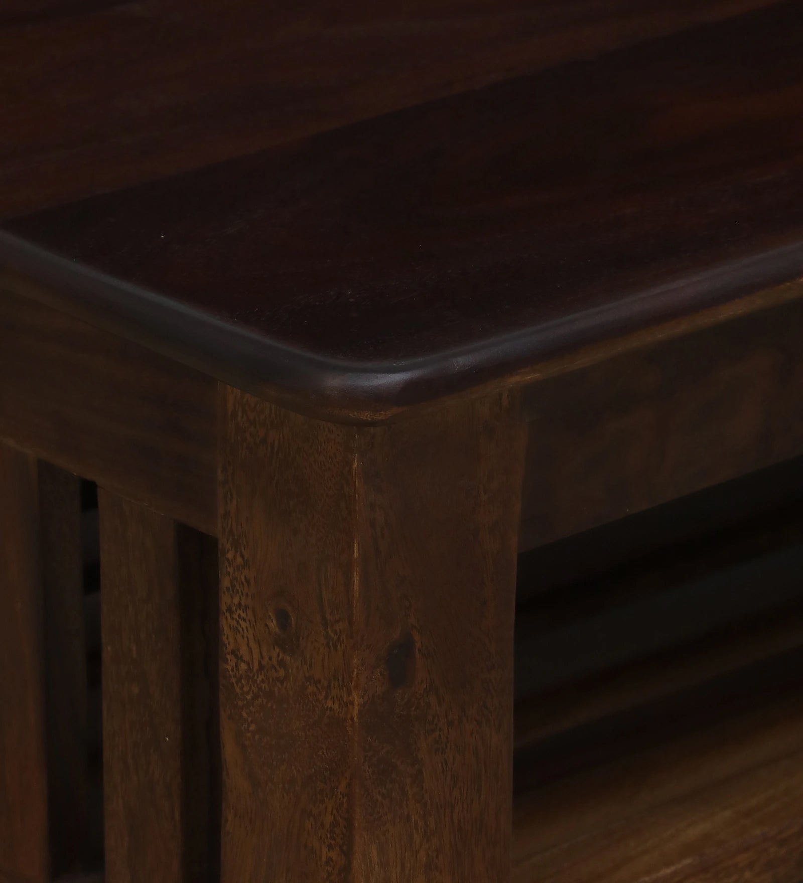Tanji Sheesham Wood Coffee Table In Provincial Teak Finish With Open Storage - Febonic Living
