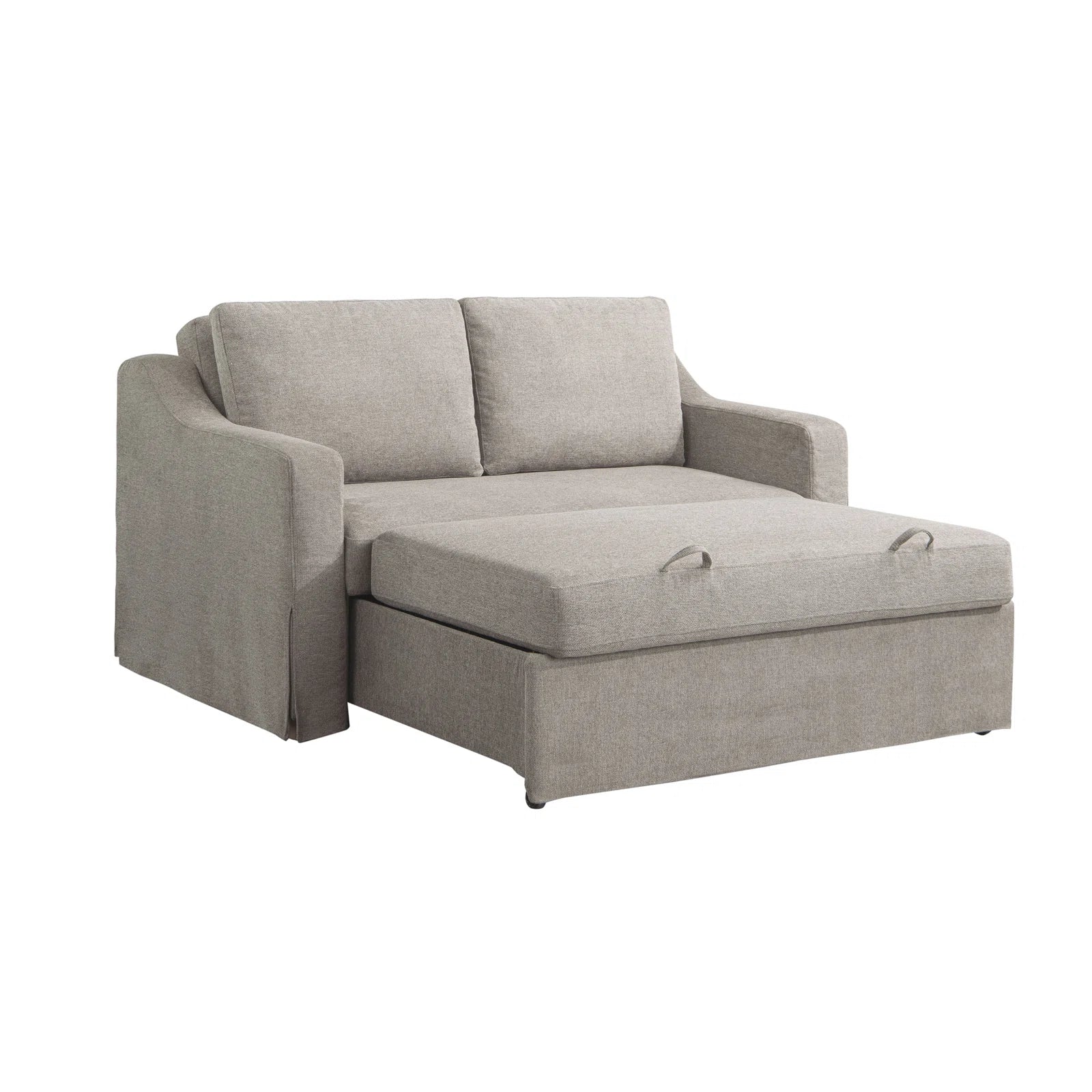 Tisla Fabric 2 Seater Pull Out Sofa Cum Bed In Silver Grey Colour