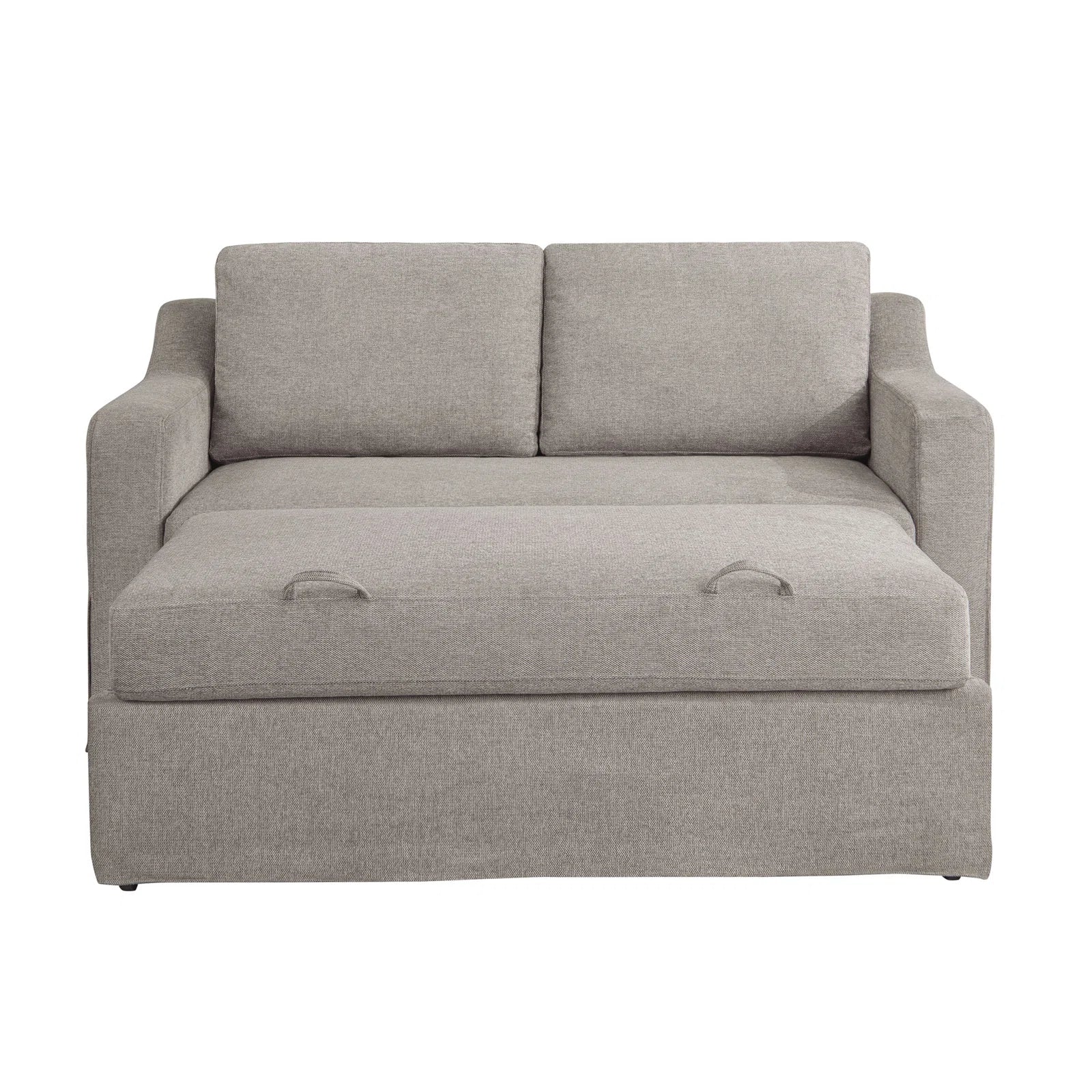 Tisla Fabric 2 Seater Pull Out Sofa Cum Bed In Silver Grey Colour