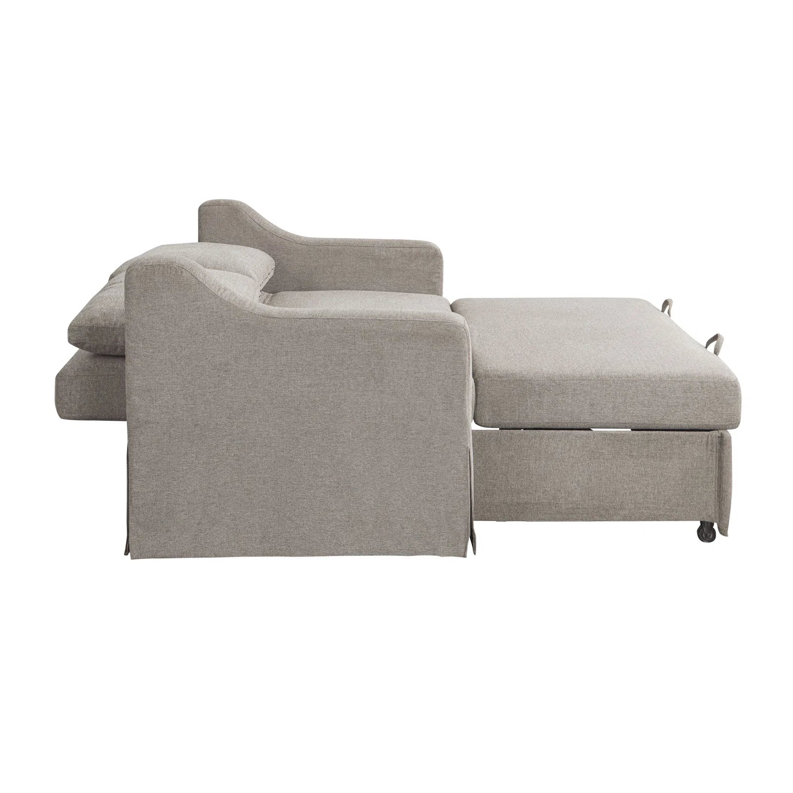 Tisla Fabric 2 Seater Pull Out Sofa Cum Bed In Silver Grey Colour