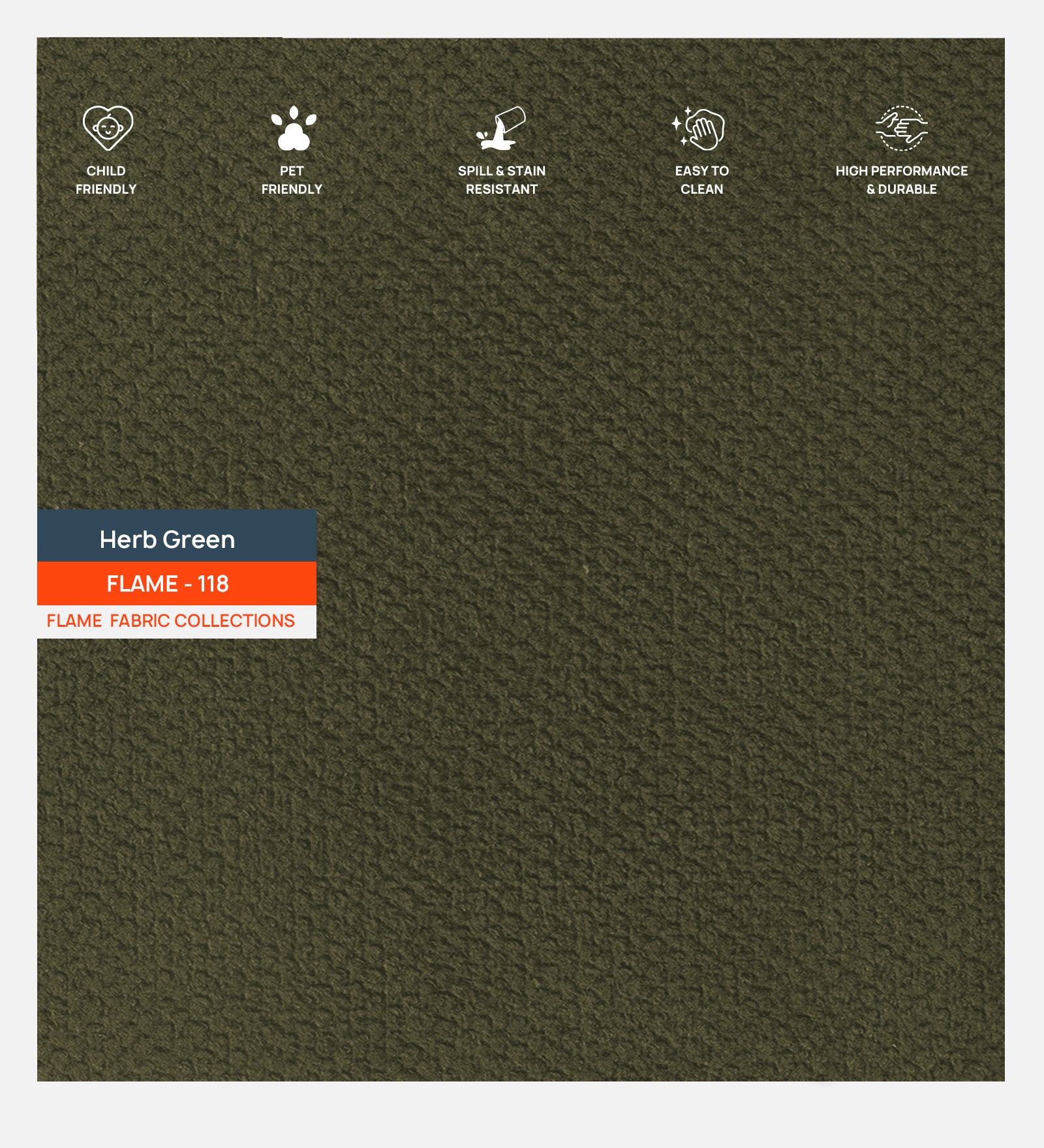 Polycotton Flame Fabric Herb Green 118 Code - Febonic Living