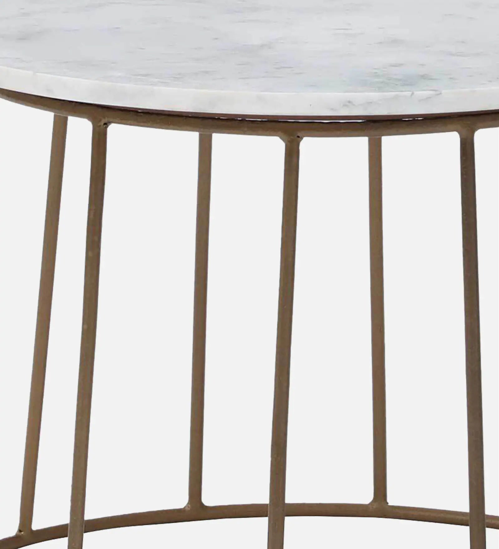Herat Metal Round Coffee Table In Brass Finish With Marble Top - Febonic Living