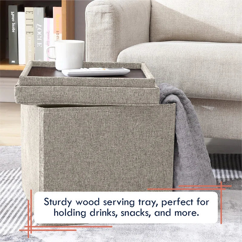 Hilsa Fabric Ottoman In Ash Grey Colour With Storage - Febonic Living