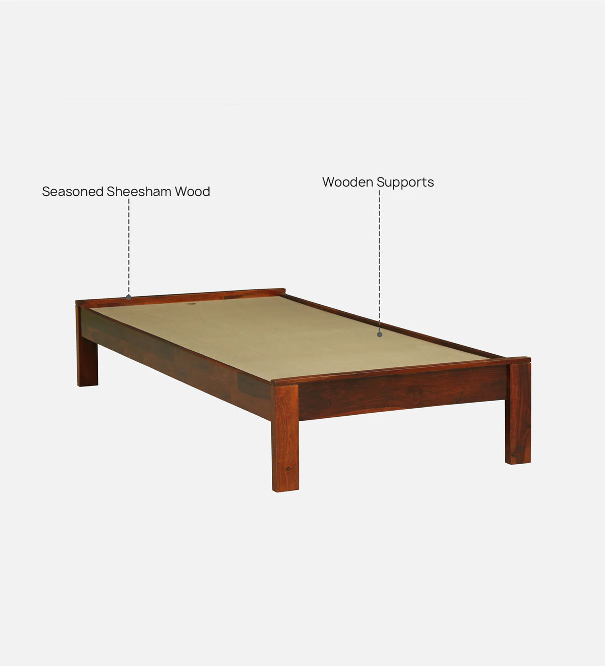 Horten Sheesham Wood Single Bed In Honey Oak Finish