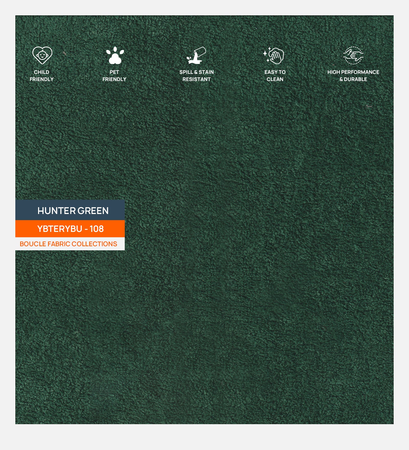 Boucle Terry Fabric Hunter Green 108 Code - Febonic Living