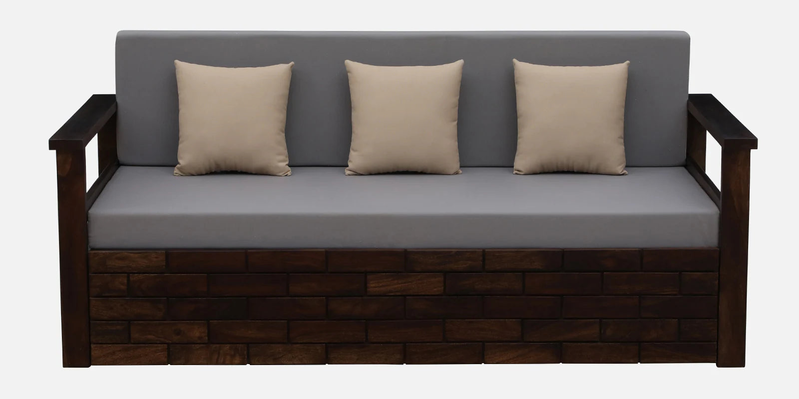 Imani Sheesham Wood Pull Out 3 Seater Sofa Cum Bed In Provincial Teak Finish with Storage - Febonic Living