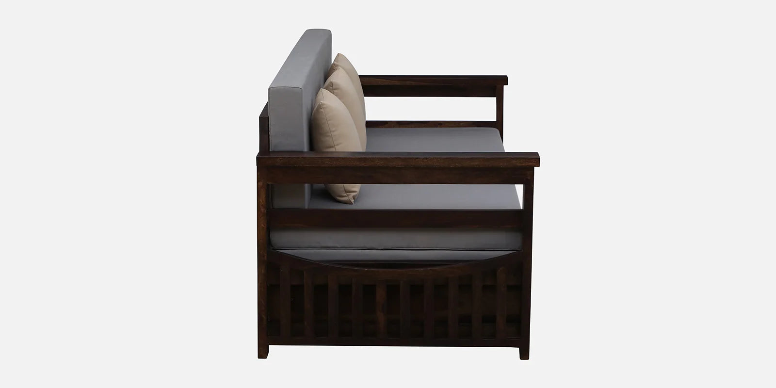 Imani Sheesham Wood Pull Out 3 Seater Sofa Cum Bed In Provincial Teak Finish with Storage - Febonic Living