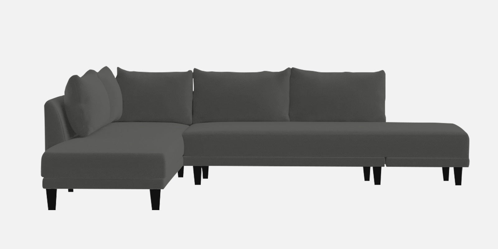 Ira RHS 6 Seater Convertible Cum Bed Fabric Sofa - Charcoal Grey front view - Febonic Living