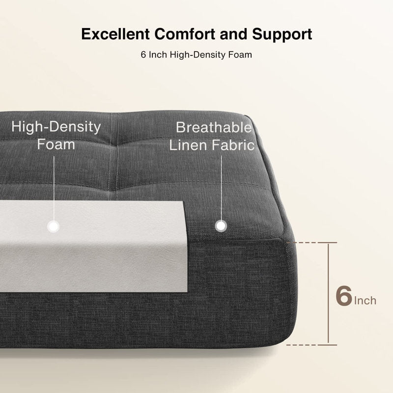 Ronda Fabric Foldable Sofa Cum Bed In Charcoal Grey Colour - Febonic Living