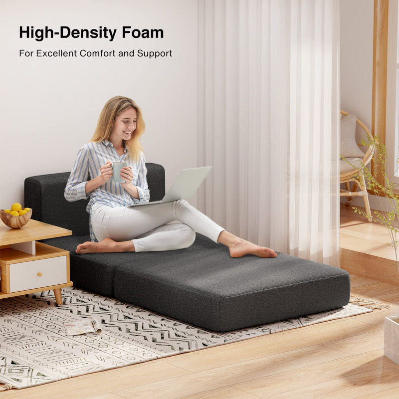 Ronda Fabric Foldable Sofa Cum Bed In Charcoal Grey Colour - Febonic Living