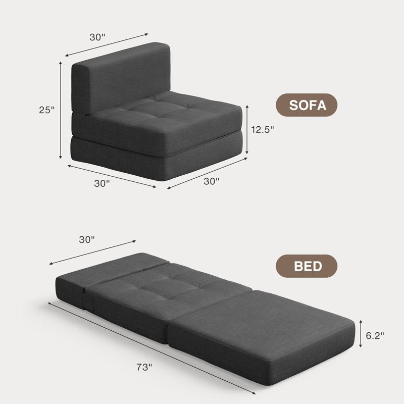 Ronda Fabric Foldable Sofa Cum Bed In Charcoal Grey Colour - Febonic Living