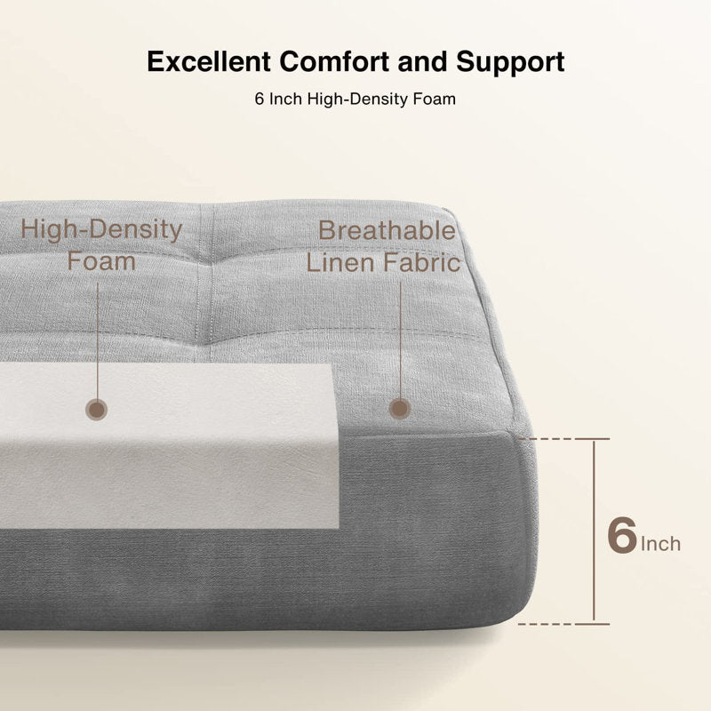 Ronda Fabric Foldable Sofa Cum Bed In Lit Grey Colour - Febonic Living