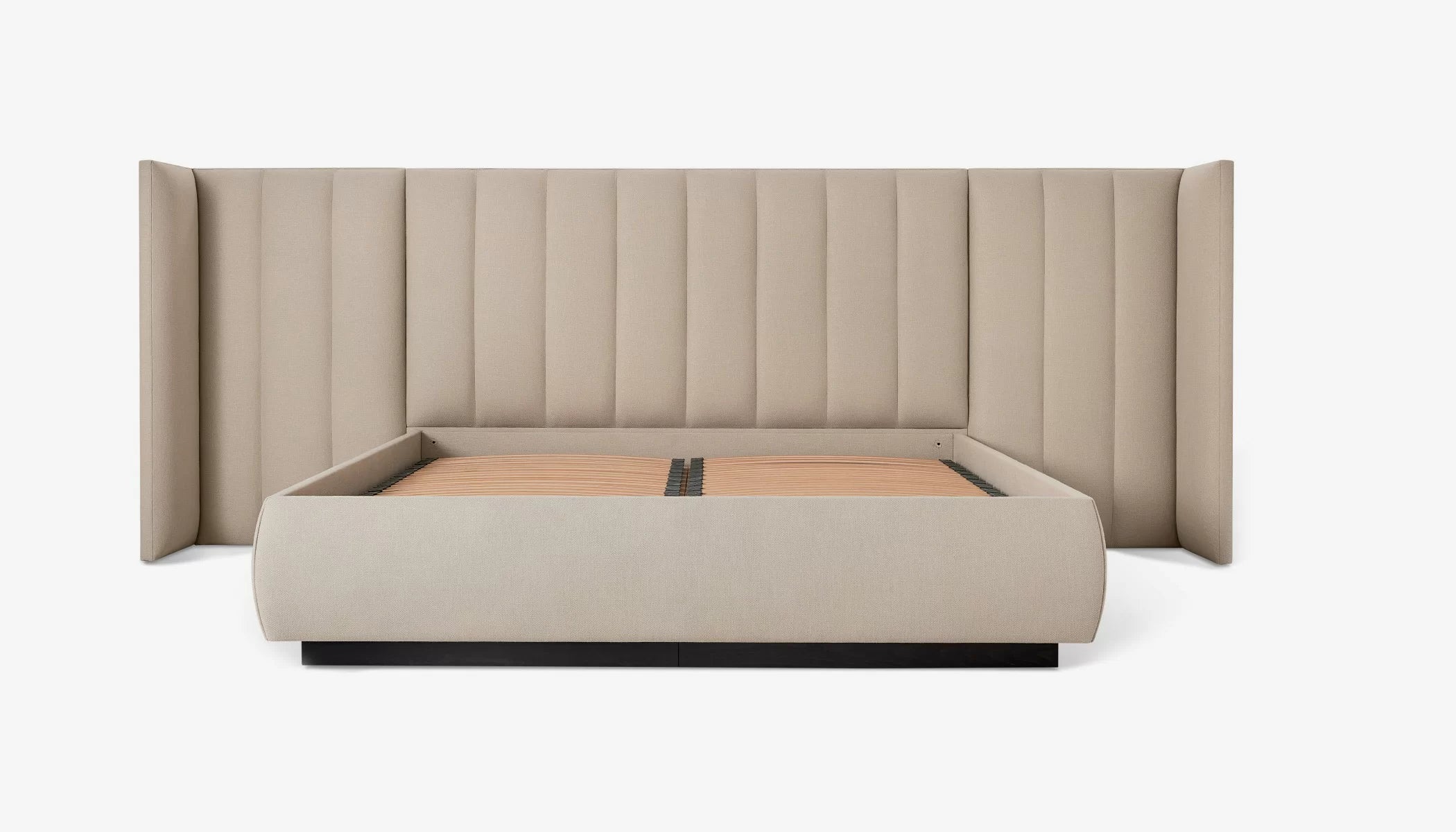 Ishan Fabric Upholstered King Size Bed In Pearl White Colour