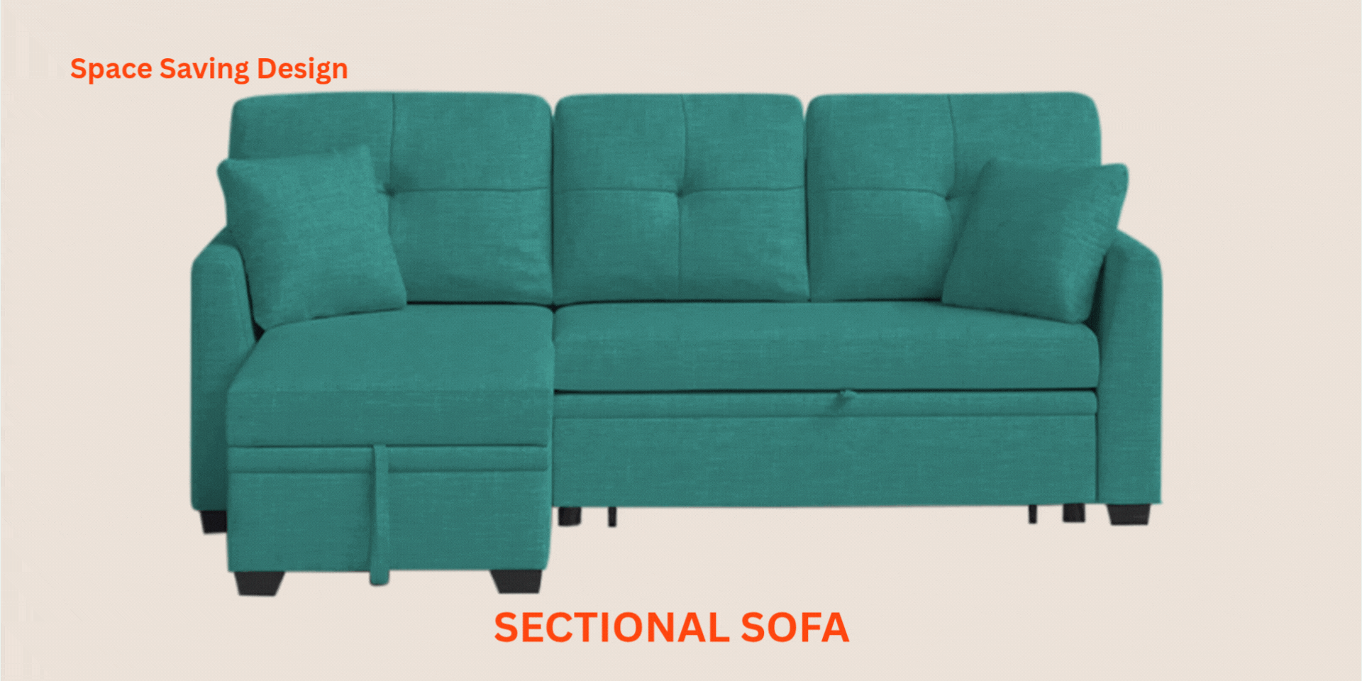 Jody Fabric 3 Seater Pull Out Sofa Cum Bed In Zed Black Colour With Storage - Febonic Living