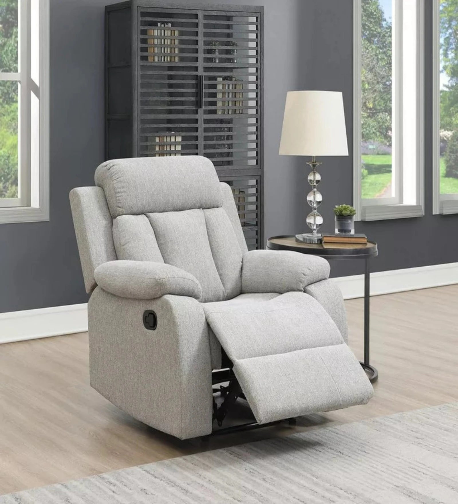 Jade Fabric 1 Seater Motorized Recliner In Lit Grey Colour - Febonic Living
