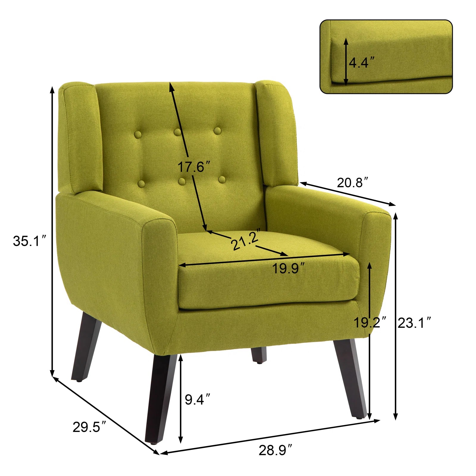 Slida Fabric Arm Chair In Kelly Green Colour