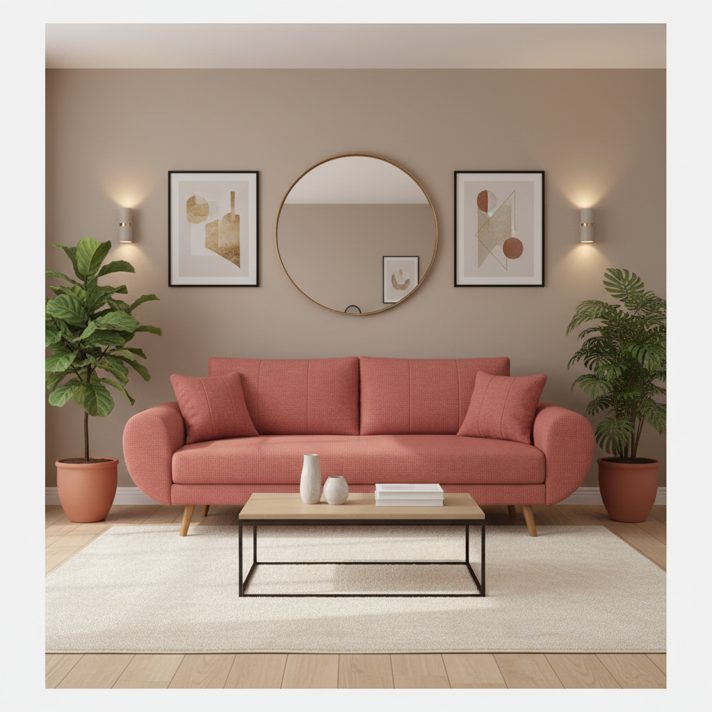 Jesda 3 Seater Fabric Sofa - Salmon Pink
