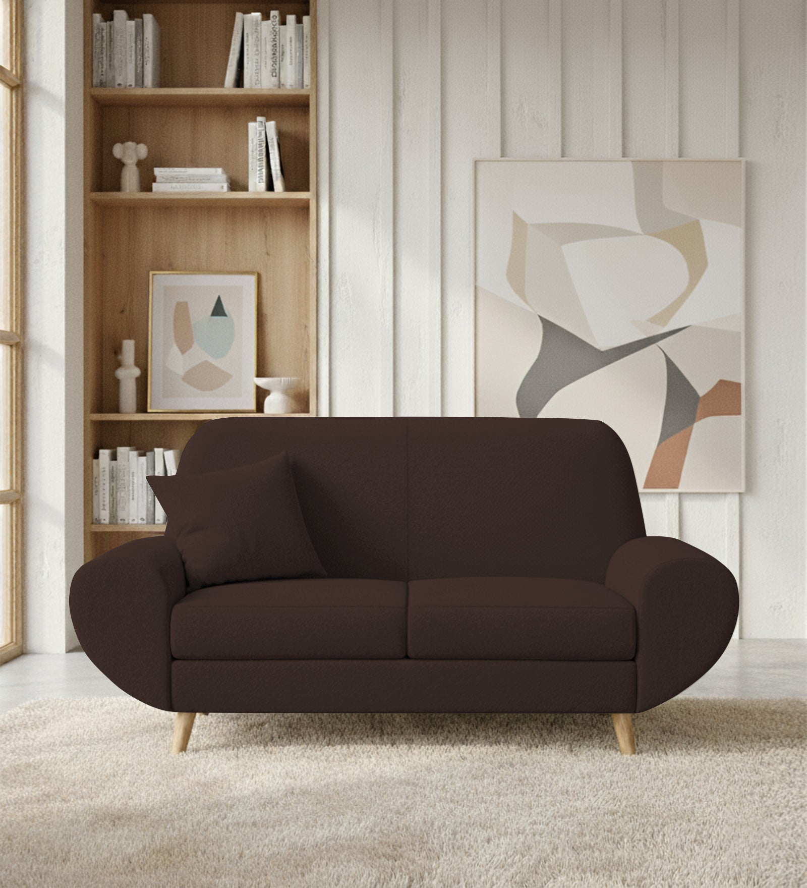Jessy Fabric 2 Seater Sofa In Coffee Brown Colour