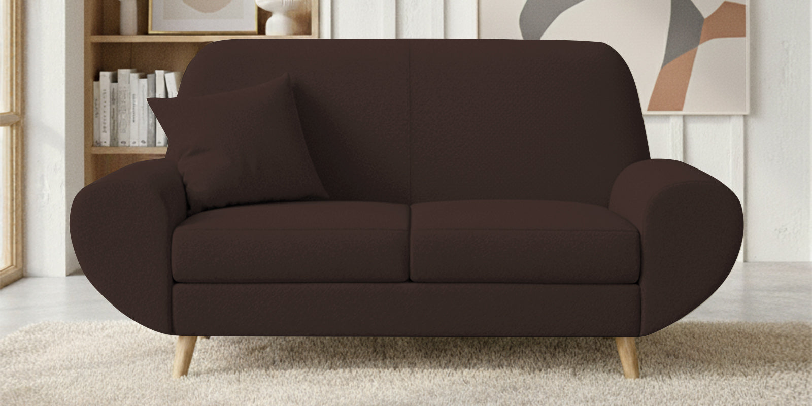 Jessy Fabric 2 Seater Sofa In Coffee Brown Colour