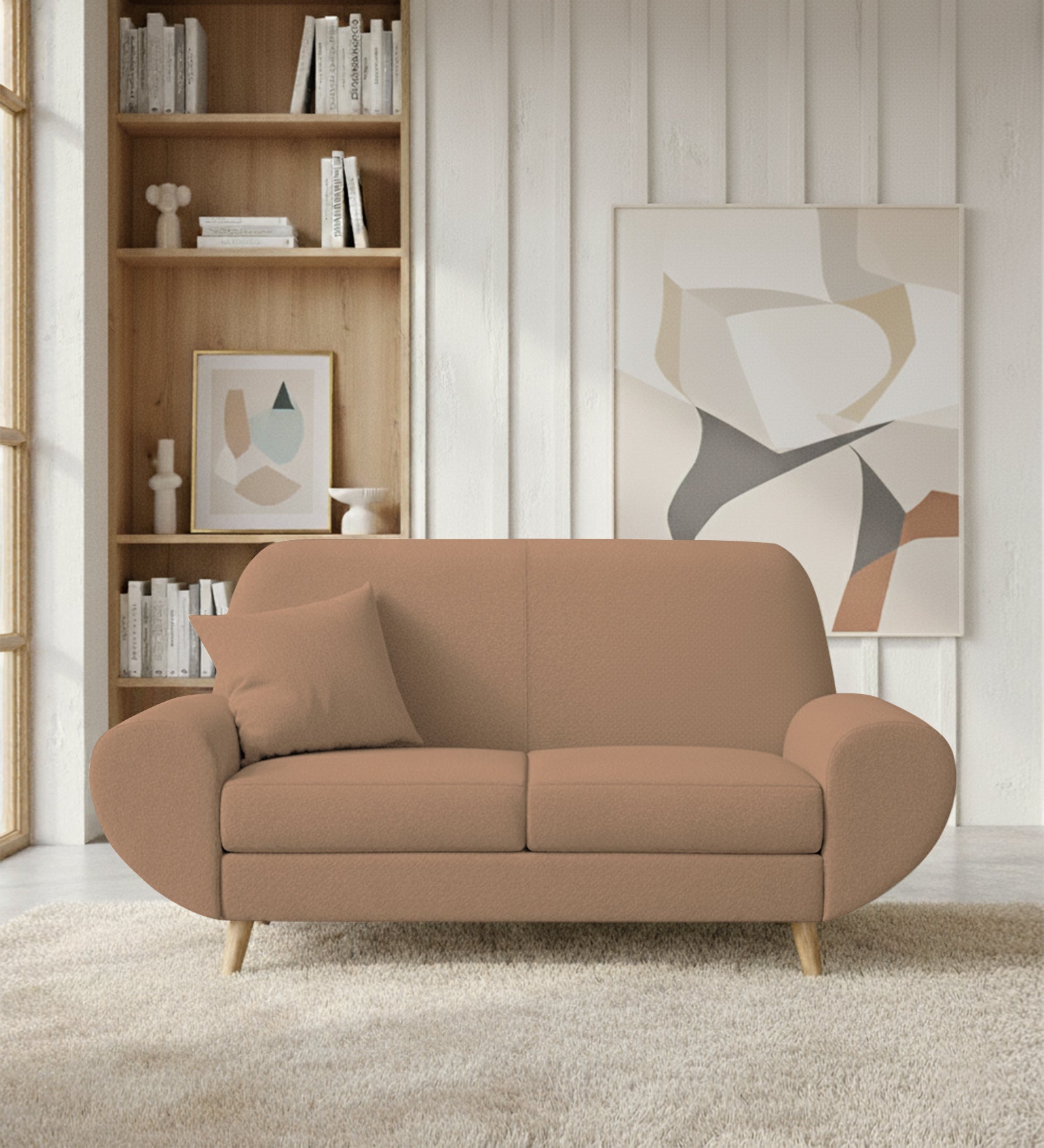 Jessy Fabric 2 Seater Sofa In Cosmic Beige Colour